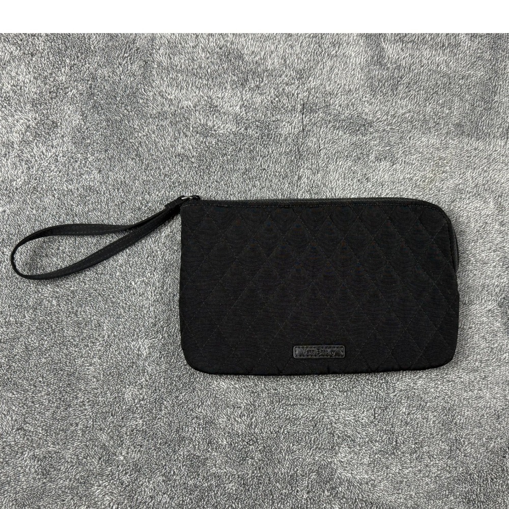 Vera Bradley Black Quilted Wristlet Clutch RFID‎ Card Slots 38529-081